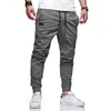 2023 Men's Solid Color Cargo Pants Slim Girdle Feet Multi-pocket Casual Pants T231202