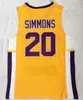 NCAA LSU Tigers College High School Montverde Academy Eagles Ben Simmons Jersey Basquete Sticthed Branco Amarelo Roxo