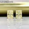 Stud Luomansi 100%-S925 Sterling Zilver Glinsterende Rechthoek Wit Geel High Carbon Diamanten Oorbellen Vrouw Jewelry331V