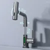 Torneiras de pia do banheiro Display digital puxando torneira de elevação para temperatura inteligente 360 rotativa economia de água e lavatório frio