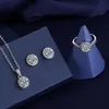 Solitaire Lab Set di gioielli con diamanti 925 Sterling Silver Party Anelli di nozze Orecchini Collana per le donne Gioielli da sposa Moissanite251S