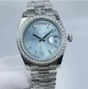 Nouveau créateur d'arrivée Classic Fashion Automatic Watch incrusté avec le visage Blue Stéréoscopique Taille des ongles 36 mm Sapphire Glass Ladies Wrist Wrists R021