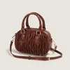 Duffel Bags Withered Winter Fashion And Fashionable Portable Boston Small Bag High Quality Retro Pleated One Shoulder