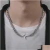 Collares colgantes Collares pendientes Tendencia Mtilayer Cross Star Zircon Collar Mujeres Hombres Joyería de acero inoxidable KPOP Adolescentes Doji Co Dhzpl