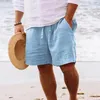 Herren-Shorts, Baumwolle, Leinen, lockere Hose, kurzer Sommer, lässig, Urlaub, Strand, Kordelzug, Krawattenhose, Harajuku, einfarbig, Jogginghose