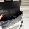 Borsa sotto le ascelle Borsa a tracolla da donna firmata 25 cm Pelle con diamanti a quadri Hardware argento Metallo Logo grande Borsa di lusso Borsa a tracolla con catena intrecciata a due colori Borse per il trucco