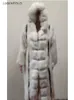 Kadınlar kürk sahte ceket kadınlar kış moda sıcak x uzun katlar katı kapşonlu gevşek büyük boy açık dikiş giyim lugentolo 231201