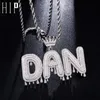 Pendentif Colliers Hip Hop Nom personnalisé Zircon cubique Couronne goutte à goutte glacé lettres à bulles chaîne pendentifs pour hommes bijoux tennis cubain 231201