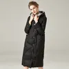 Aşağı ceket kadın orta uzunluk 2023 Yeni Sonbahar/Kış kapüşonlu kalınlaşmış şık gevşek koza mavi ceket
