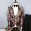 Men's Suits High-End Embroidered Suit Set Jacket Vest Pants Fit For Party Banquet Wedding Exclusive Clothing