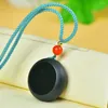 Pendant Necklaces Natural Green Jade Round Blank With Rope Chain Charms Necklace Men Women Genuine Hetian Jades Nephrite Sweater