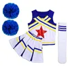 Cheerleading Pompoms Cheerleading Kostuum Dames Meisjes Competitie Rode Cheerleaders School Team Uniform Klasse Pak Voor Kind Danskostuums 231201