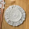 Tapetes de mesa estilo nórdico porta-copos tecidos feitos à mão circular antiderrapante jantar decorativo