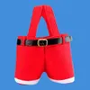 Julekorationer 1 PC Christmas Buckram Santa Pants Stor handväska Candy Wine Presentväska Xmas Decor Cheer Gift Treat Candy Wine Bottle Holder 231202