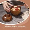 Dinnerware Sets Wooden Bowl With Lid Wood Serving Soup Salad Rice