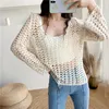 Women's Sweaters Openwork Knitted Top Early Autumn Loose Outer Wear Idle Style Bottoming Shirt Micro Transparent Blouse Wholesale