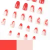 Unghie finte 24 pezzi Punte per unghie Finte Nials Press On Red White Wavy French LongBallerina