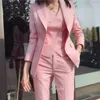 Dwuczęściowe spodnie damskie Tesco Pink Suit Blazer Vest 3 Fashion Casual Spodni Ustawia solidne temperamenty biuro biuro Majer