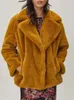 Femmes fourrure fausse automne hiver épais chaud femmes veste col rabattu poches Caramel lapin manteau femme épaissi vêtements d'extérieur 231202