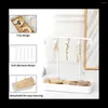 Jewelry Pouches Organizer Stand Necklaces Holder With Wooden Tray Necklace Display Storage Hooks White