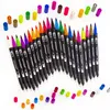 Watercolor Brush Pens Watercolor Art Markers Brush Pen Dual Tip Fineliner Drawing for Calligraphy Painting 12/60/70/120/132 Colors Set Art Supplies 231202