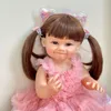 Dolls NPK 55 cm Reborn Toddler Doll med rosa klänning Full kropp mjuk silikon raya livtro touch högkvalitativ gåvor 231202