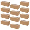 Conteneurs à emporter 12 pièces boîtes en papier Kraft avec fenêtre brun boulangerie pâtisserie emballage de friandises fenêtres gâteau aux biscuits