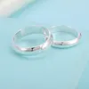 Cluster Rings 1pcs Authentic 999 Pure Silver Ring Lover Pair Men Women Simple Smooth Surface Index Finger Tail Birthday Gift