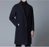 Fashion Mens Wool Coat Solid Long Sleeve Woolen Jackets Fleece Men Overcoat Streetwear Long Trench Outerwear Autumn Winter