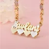 Pendant Necklaces Customized Name Double Layer Heart Necklace Stainless Steel XOXO Chain For Women Personalized Hip Hop 231201