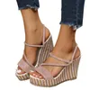 Sandalias Mujer Zapatos Verano Moda Cómodo Suela Gruesa Cuña Boca De Pescado Transpirable Mujer Talla 11