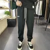 Erkekler pantolon y2k eşofman Kore tarzı moda 2023 açık gri şık geniş ayak düz bacaklı sıradan joggers koşu sporları