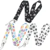 Designer Keychain Kawaii Cat Paw Lanyard Söt svart vit nackrem för kort Badge Gym Keychain Lanyard nyckelhållare DIY hängande reptelefon tillbehör