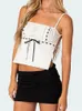 Tanques femininos Chronstyle Mulheres Verão Crop Camis Tops Backless Spaghetti Strap Tanque Sem Mangas Pescoço Quadrado Lace Trim Mini Colete Streetwear