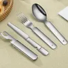 Conjuntos de louça Talheres Set Talheres 4-em-1 Facas de Aço Inoxidável Garfo Colher Can Opener Talheres para