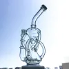 11 Inch Unique Hookahs Recycler Glass Bong Inline Perc Bongs Klein Oil Dab Rig Vortex Bent Neck Water Pipe Smoking Rigs 14.5mm Female BJ