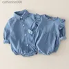 Conjuntos de roupas Bebê Meninos Meninas Roupas Irmão e Irmã Roupas Infantis Meninos Meninas Macacão Manga Comprida Denim Primavera Outono Criança RomperL231202