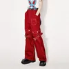 Dżinsy damskie Reddachic Hip-Hop Women Red Cargo Spodnie 2-w-1 Workowane worka