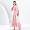 Vacances Col Montant Femme Maxi Robe Robe Manches Bouffantes Doux Mince Vintage Paisley Floral Fête Boho Robes 2023 Printemps Automne Élégant Ajusté Piste Designer Robes