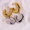 Studörhängen 6 par 35 42mm guldfärg tjocka öron studs för kvinnor punk geometrisk piercing huggie kvinnliga smycken