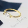 Wedding Rings Marquise Cut Single Horse Eye Stone Thin For Women Silver Gold Color White Zircon Stacking Bands Minimalist Ring