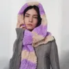 Lenços inverno colorido lenço listrado espessado quente lambswool lenço de malha ao ar livre longo pelúcia macio y2k xale presentes de natal hijab 231201