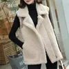 Pelliccia da donna 2024 Inverno Gilet di lana di agnello Giacca senza maniche da donna Addensare Gilet caldo Autunno Colletto rovesciato Cerniera nascosta Capispalla