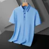 Polos pour hommes Polos de soie de glace Hommes Summer Causal Cool Blouse Solide Revers Séchage rapide Chemise respirante Plus Taille Mode Business Daily Tops