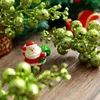 Decorative Flowers Christmas Artificial Red Berry Stems Flower Bouquet Glitter Ornaments Berries Branches Xmas Tree Wreath Decoration Fake