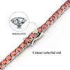 Garnet Red Color Moissanite Diamond Necklace Gold Plated Dainty Tennis Chain Link for Women Men