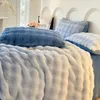 Coperte gradiente blu e grigio colorato inverno inverno caldo lussuoso capelli finta coperta di divano di divani per il tempo libero