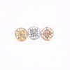 Boucles d'oreilles rondes à fleurs mignonnes, Design ajouré, or, blanc, Rose, trois couleurs en option pour femmes, 285S