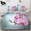 Zestawy pościeli Dream NS Red Rose 3D Floral Duvet Zestaw Komunika Podwójne arkusz kołdra Letnia King King Size 231202