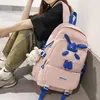 Mochila bonito boneca jovem menina escola feminina grande capacidade kawaii back pack mochila rosa mulheres bagpack náilon dos desenhos animados mochila